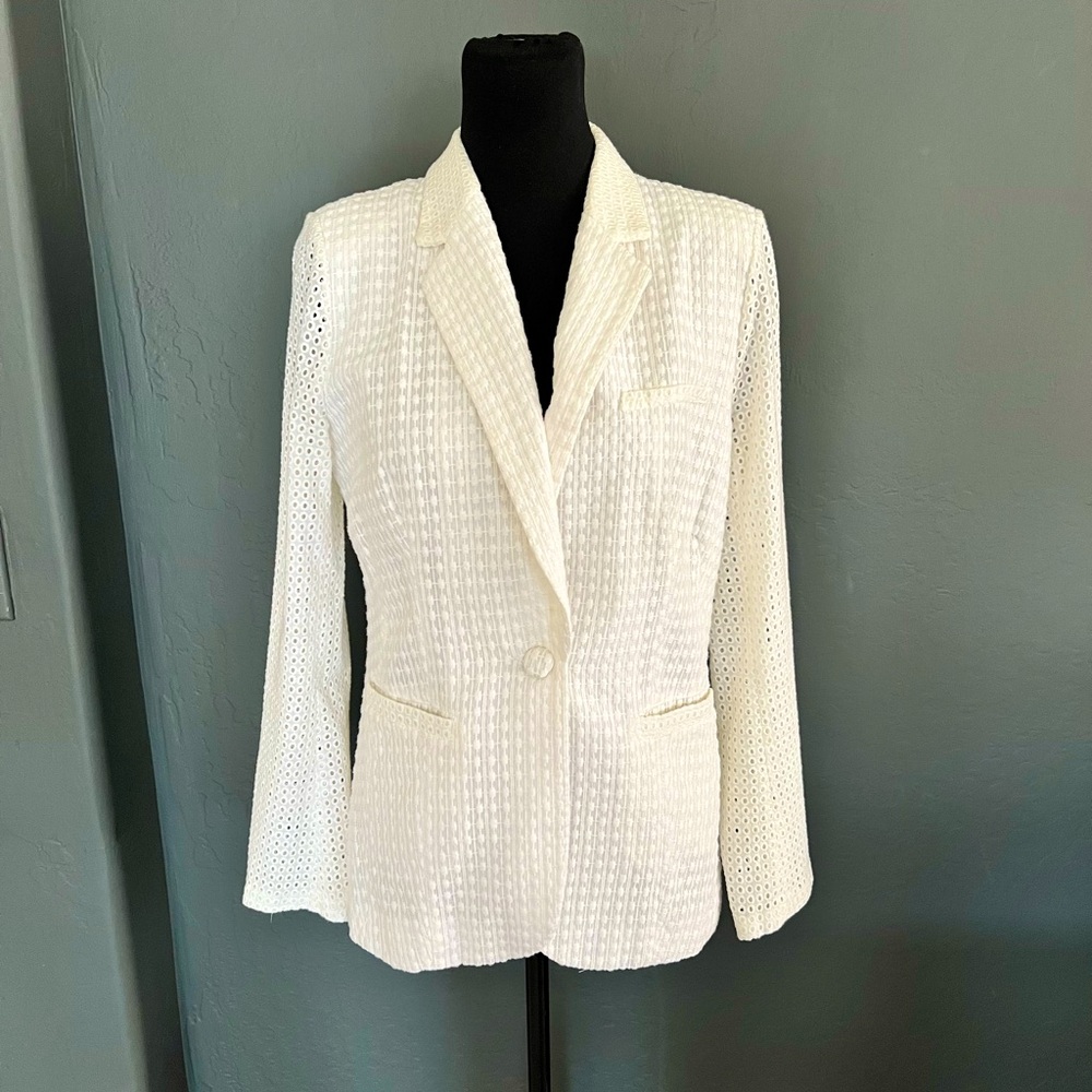 Harlyn White Cotton Blazer - Size M